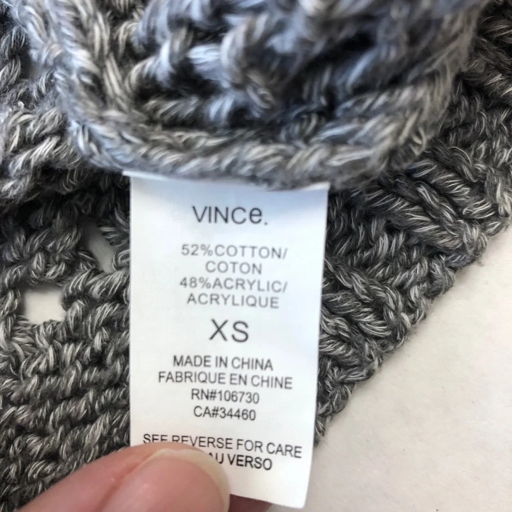 Vince Drop Stitch Crop Sweater Hand Knit Cotton Blend